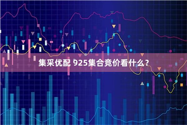 集采优配 925集合竞价看什么?