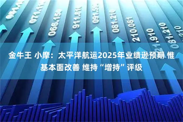 金牛王 小摩：太平洋航运2025年业绩逊预期 惟基本面改善 维持“增持”评级